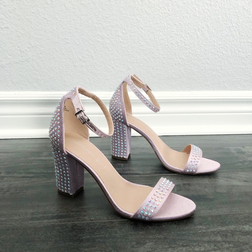 🆕 NWT Purple rhinestone strapy Steve Madden heels